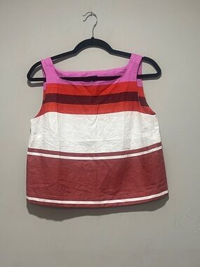 Ann Taylor Striped Sleeveless Tank in Pink, Red, White